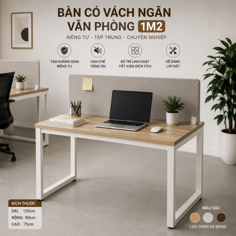 10+ Mẫu Bàn Làm Việc 1m2 Đẹp, Gọn Và Tiện Dụng 21 Bàn Có Vách Ngăn Văn Phòng