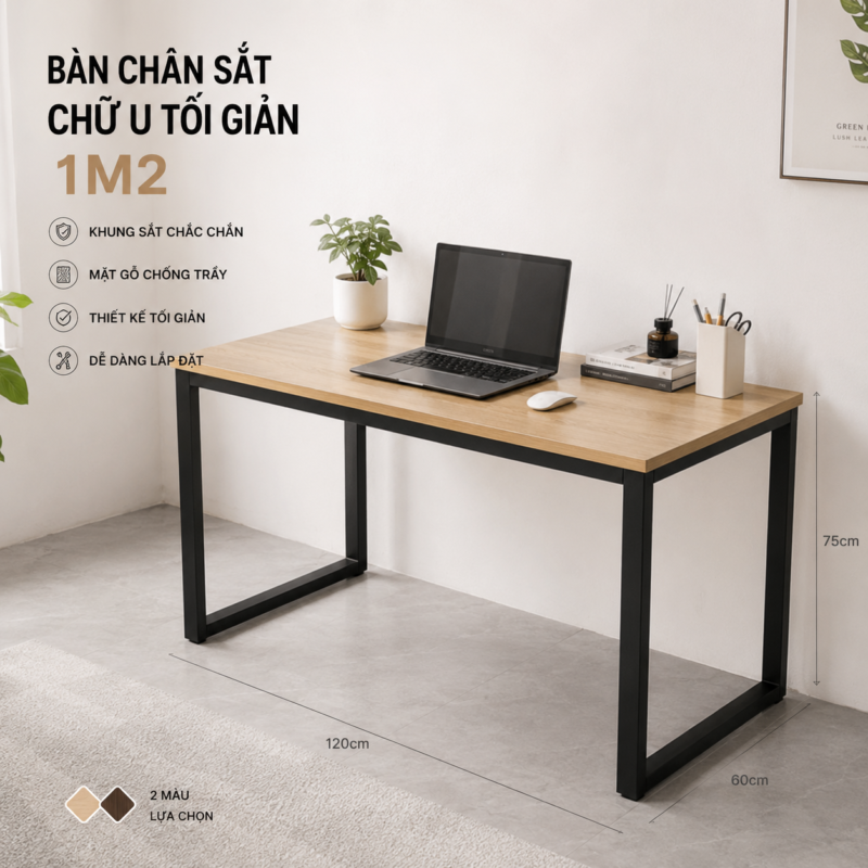 10+ Mẫu Bàn Làm Việc 1m2 Đẹp, Gọn Và Tiện Dụng 13 Bàn Chân Sắt Chữ U Tối Giản