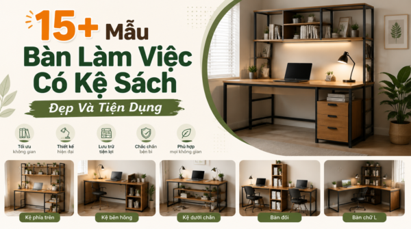 15+ Mẫu Bàn Làm Việc Có Kệ Sách Đẹp Và Tiện Dụng 80 ban lam viec co ke sach