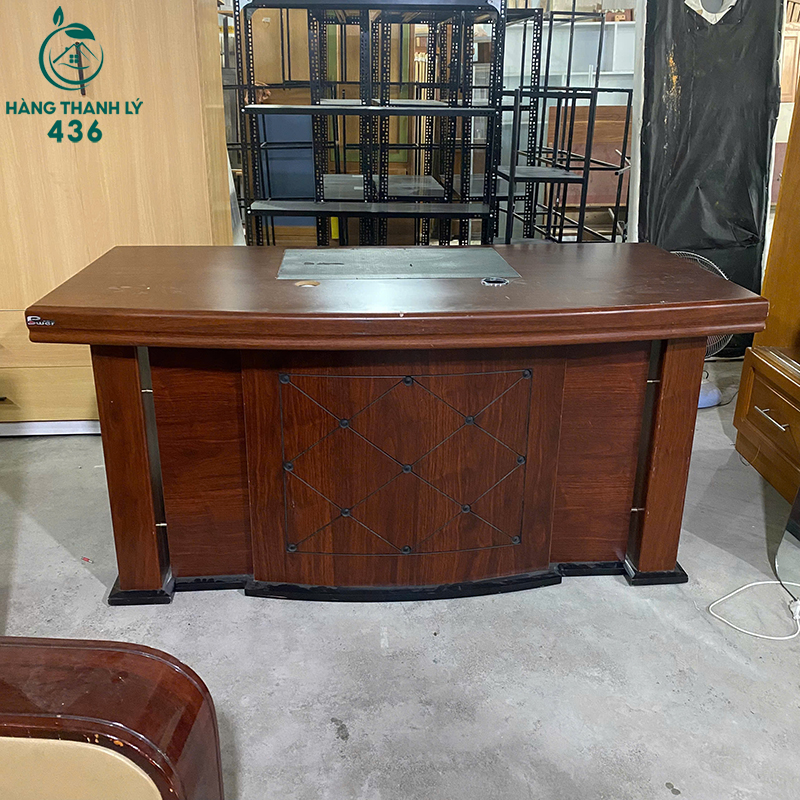 Bàn Lãnh Đạo Cũ 1M6 Mặt Gỗ Có Lỗ Đi Dây 6 ban lanh dao cu 1m6 mat go co lo di day 2