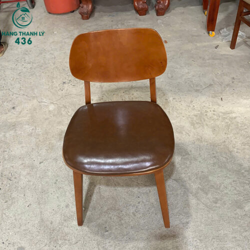 Bộ Bàn Ghế Cafe Gỗ Cũ Mặt Ngồi Bọc Da Nâu 3 bo ban ghe cafe go cu mat ngoi boc da nau 4