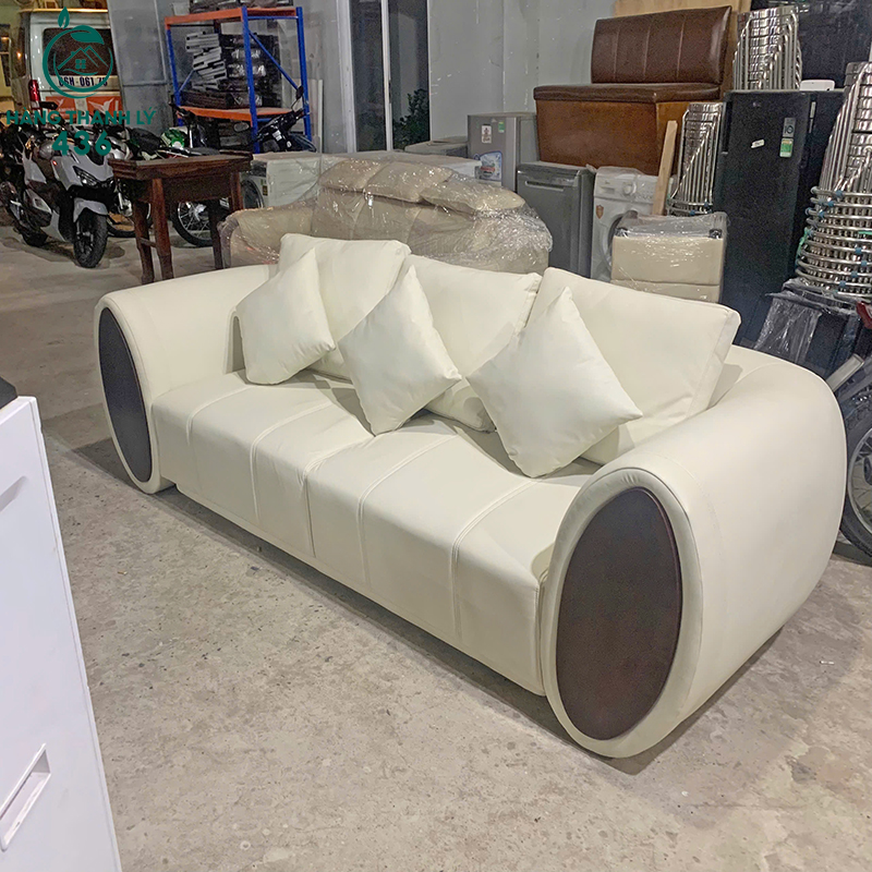 Bộ Sofa Băng Bọc Da Cũ Có Gối Tựa 10 bo sofa bang boc da cu kem ban tra 1