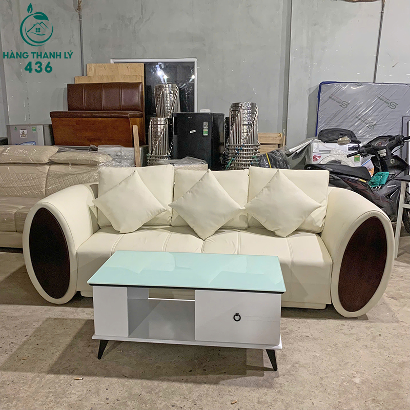 Bộ Sofa Băng Bọc Da Cũ Có Gối Tựa 6 bo sofa bang boc da cu kem ban tra 2