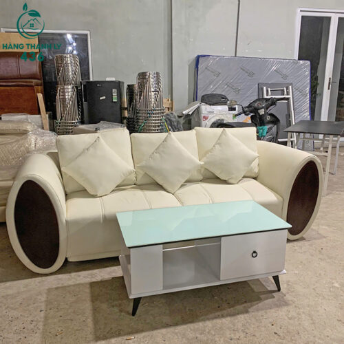 Bộ Sofa Băng Bọc Da Cũ Có Gối Tựa 2 bo sofa bang boc da cu kem ban tra 3