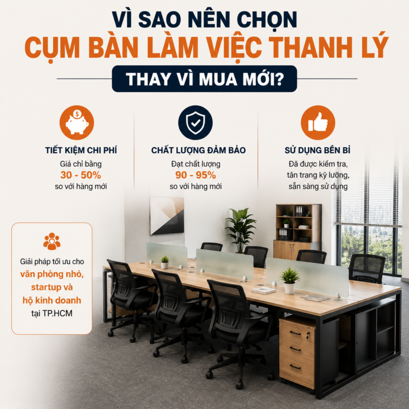 Top 9 Mẫu Cụm Bàn Làm Việc Thanh Lý Đẹp, Giá Tốt Tại TPHCM 9 cụm bàn làm việc