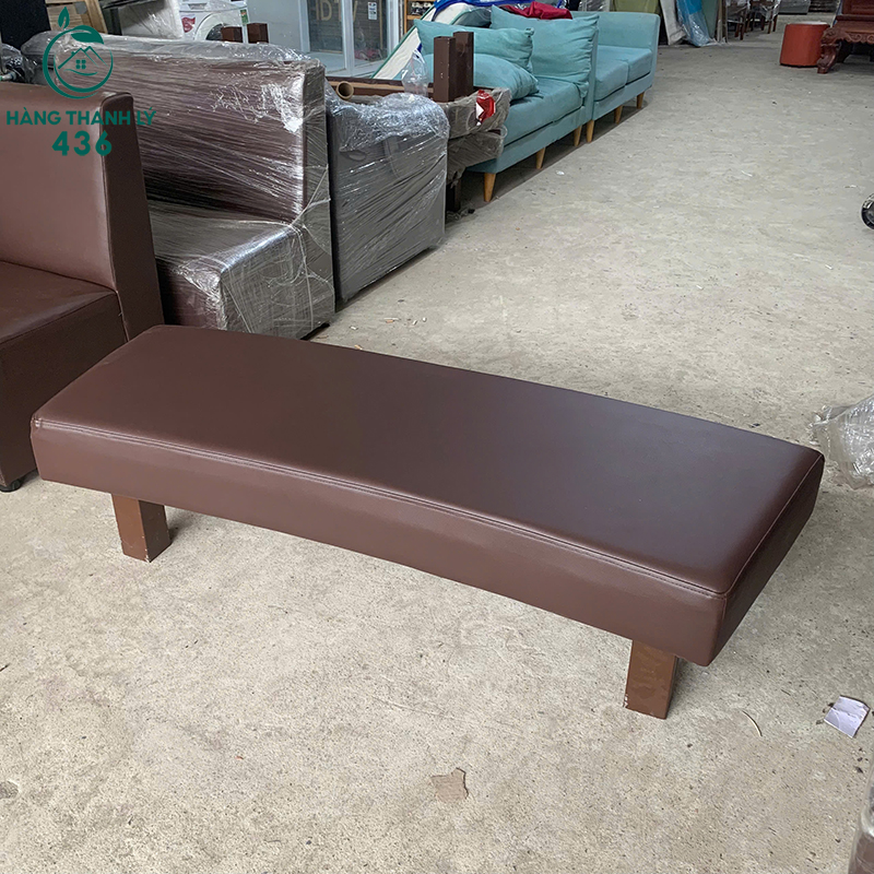 Ghế Băng Dài 1M4 Cũ Bọc Da Màu Nâu 5 ghe bang dai 1m4 cu boc da mau nau 2