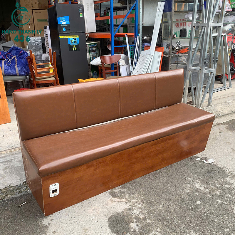 Ghế Sofa Băng Dài 1M8 Bọc Da Cũ Khung Gỗ Chắc Chắn 4 ghe sofa bang dai boc da cu khung go chac chan 1