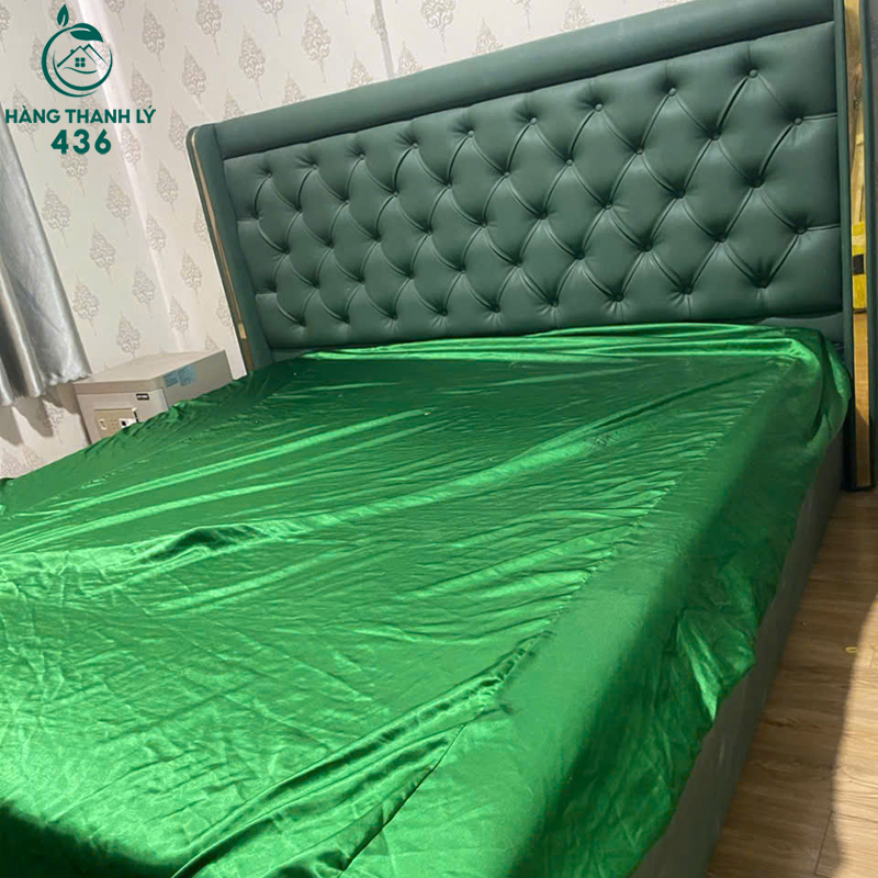 Giường Ngủ Bọc Nệm Cũ Màu Xanh Rêu 3 giuong ngu boc nem cu mau xanh reu 1