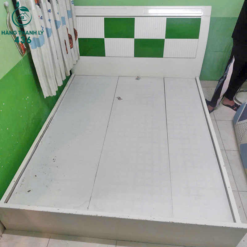 Giường Ngủ Cũ 1M6 Đầu Giường Phối Xanh Trắng 2 giuong ngu cu dau giuong phoi xanh trang
