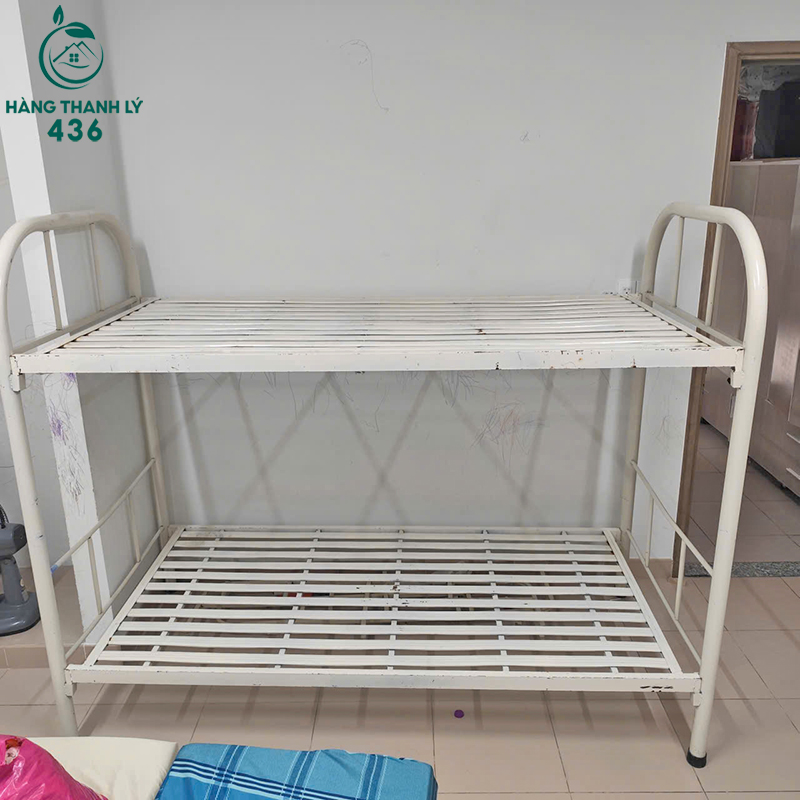 Giường Tầng Sắt Cũ Sơn Trắng 80CM 6 giuong tang sat cu son trang 80cm 3