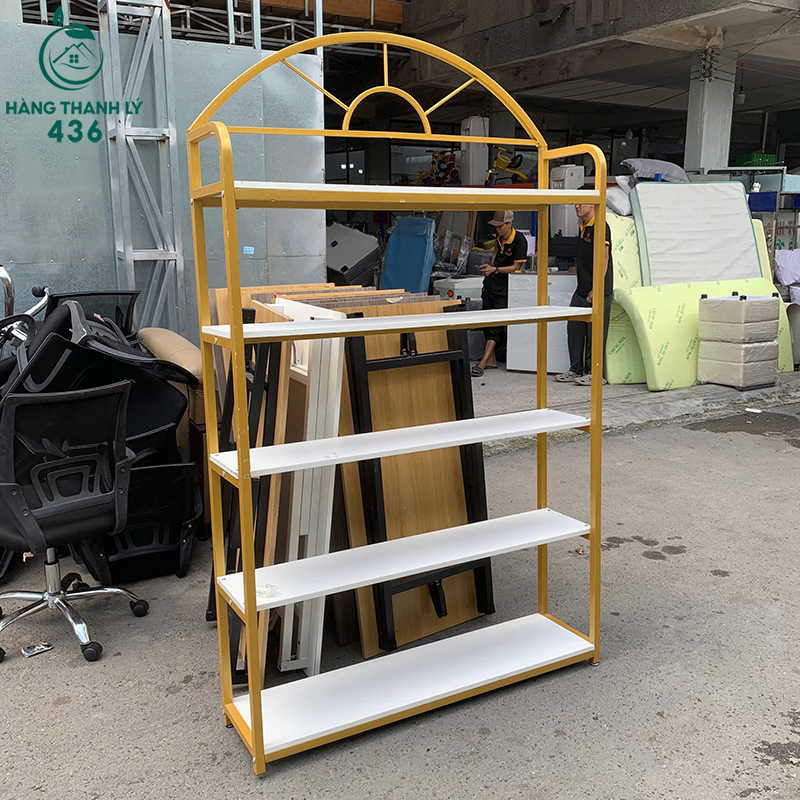 Kệ Trưng Bày Cũ 1M2 Khung Sắt Mặt Gỗ 5 Tầng 5 ke trung bay cu khung sat mat go 5 tang 2