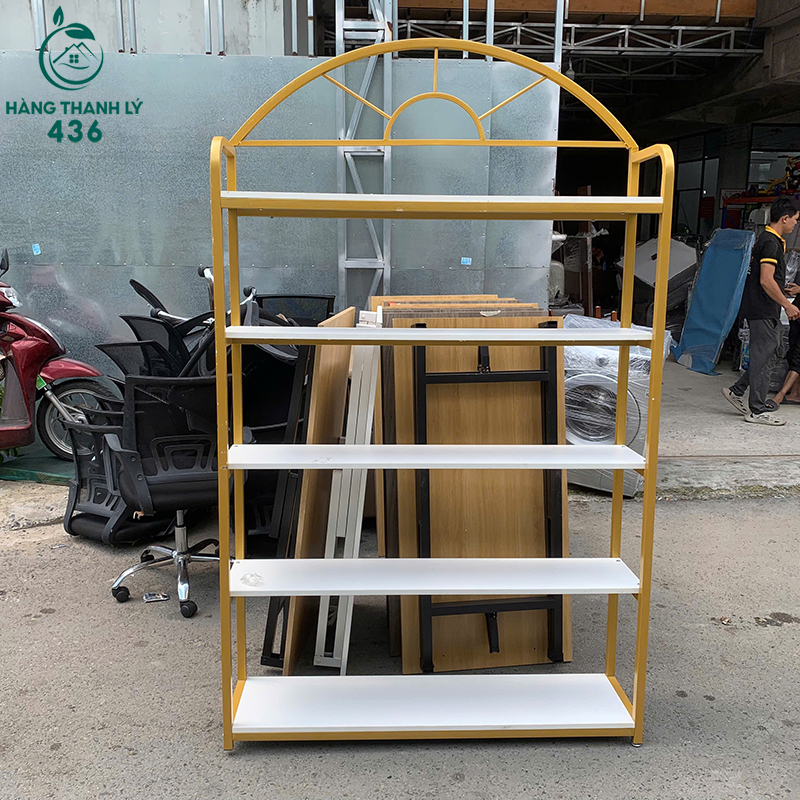Kệ Trưng Bày Cũ 1M2 Khung Sắt Mặt Gỗ 5 Tầng 6 ke trung bay cu khung sat mat go 5 tang 3