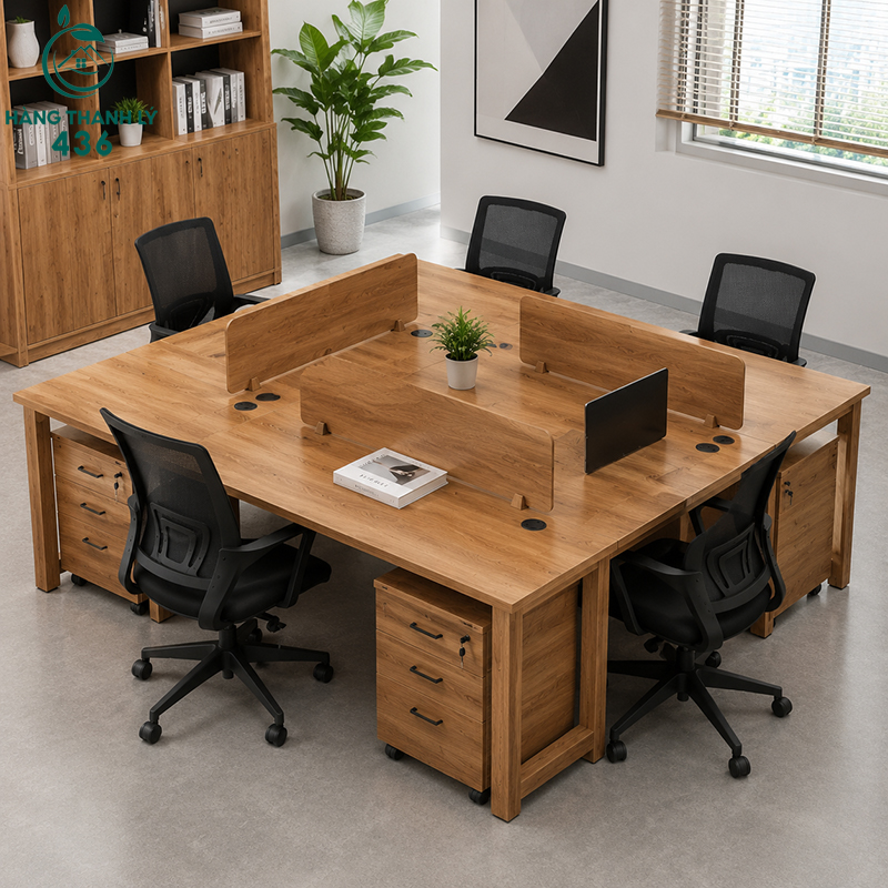 Top 9 Mẫu Cụm Bàn Làm Việc Thanh Lý Đẹp, Giá Tốt Tại TPHCM 16 Mẫu bàn làm việc 4 mặt gỗ tự nhiên