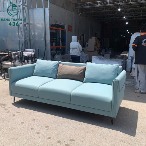 sofa bang cu boc da mau xanh 2m hien dai 1