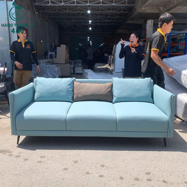 sofa bang cu boc da mau xanh 2m hien dai 2