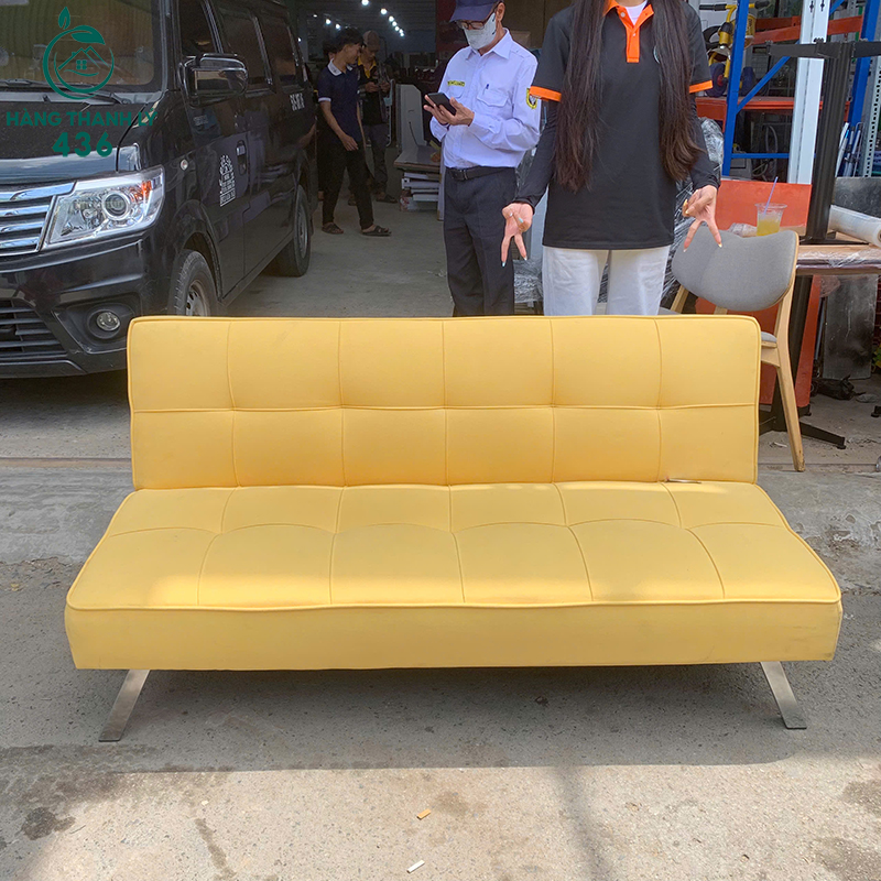 Sofa Bed Cũ Bọc Da Màu Vàng 4 sofa bed cu boc da mau vang 1