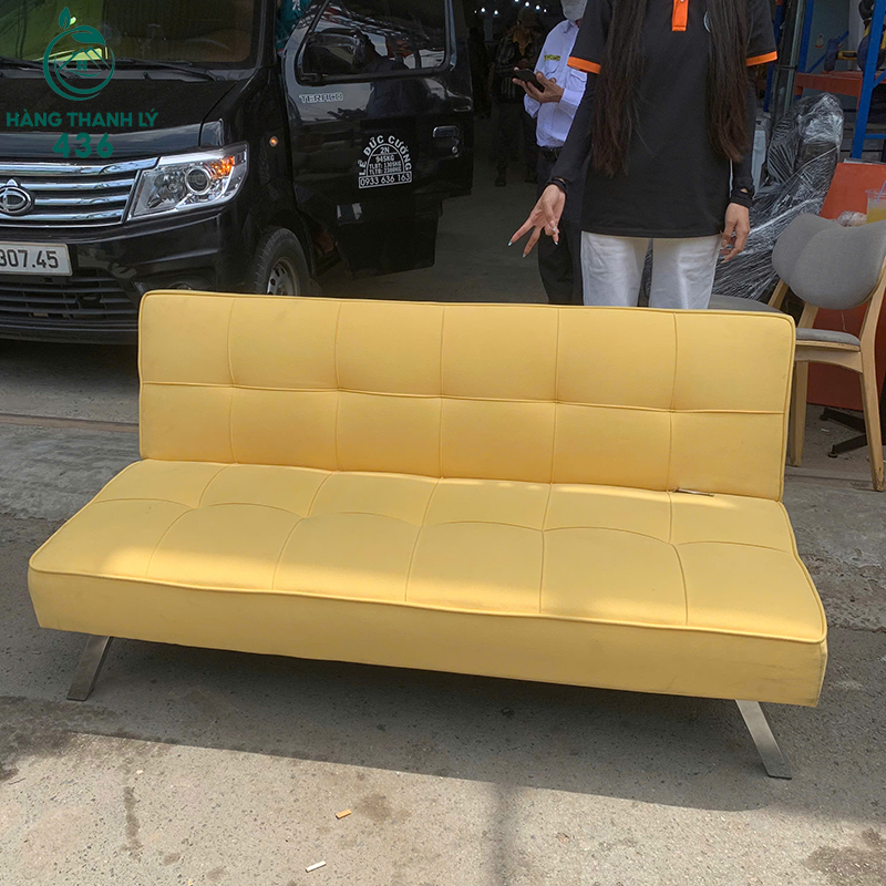 Sofa Bed Cũ Bọc Da Màu Vàng 5 sofa bed cu boc da mau vang 2
