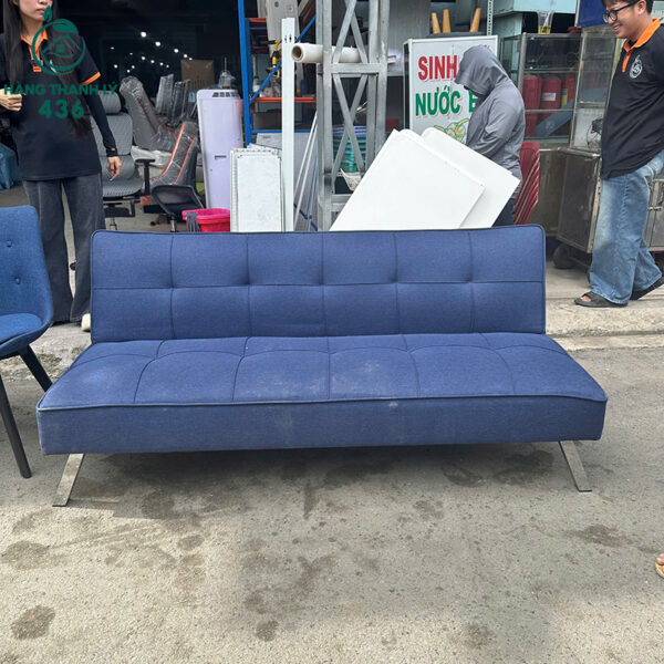 sofa bed cu boc vai mau xanh duong 1