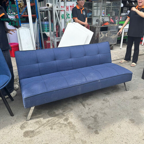 sofa bed cu boc vai mau xanh duong 3