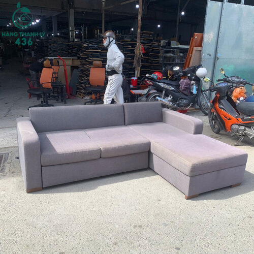 Sofa Góc Chữ L Bọc Vải Nỉ Cũ Màu Xám Hiện Đại 3 sofa goc chu l boc vai ni cu mau xam 1