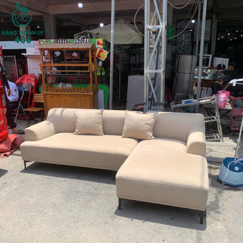 Sofa Góc L Bọc Nỉ Cũ 2M3 Màu Kem 3 sofa goc l boc ni cu 2m3 mau kem 2