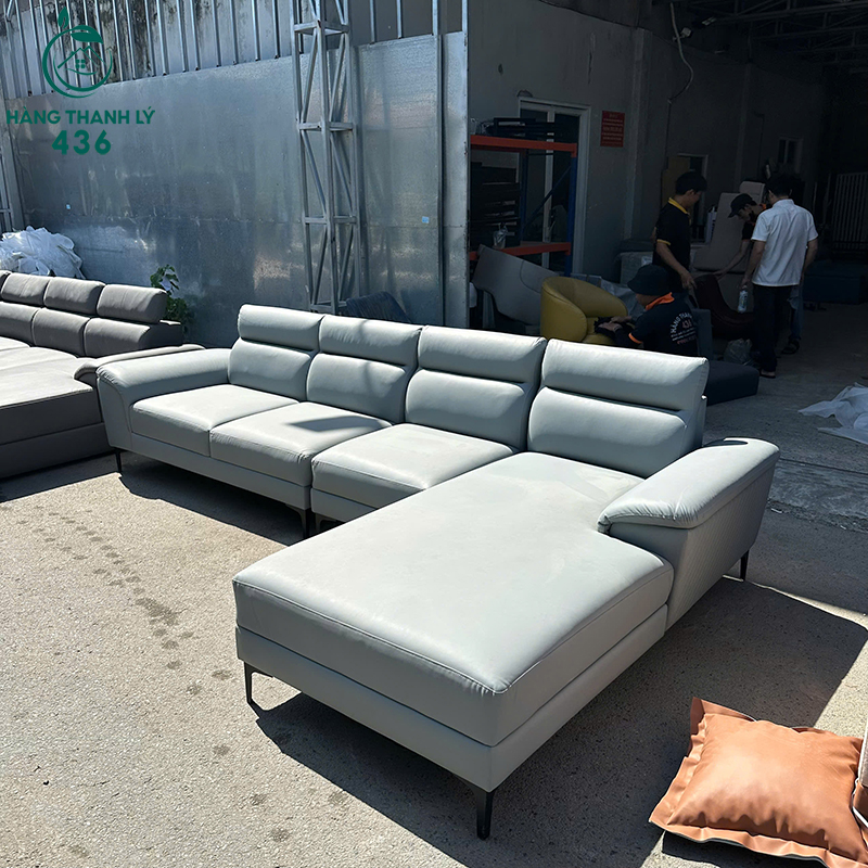 Sofa Góc L Cũ 3M2 Bọc Da Tựa Lưng Êm 7 sofa goc l cu 3m2 boc da mau xanh 3