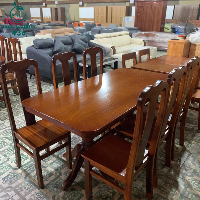 Thanh Lý Bộ Bàn Ăn Mặt Oval Gỗ Màu Nâu Mới 99% (Nhiều Mẫu) 8 thanh ly ban an gia dinh mat oval go mau nau bong moi 99 6