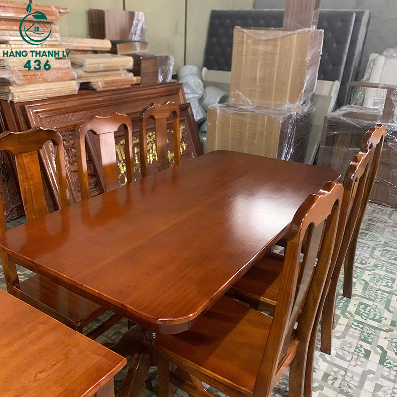 Thanh Lý Bộ Bàn Ăn Mặt Oval Gỗ Màu Nâu Mới 99% (Nhiều Mẫu) 9 thanh ly ban an gia dinh mat oval go mau nau bong moi 99 7