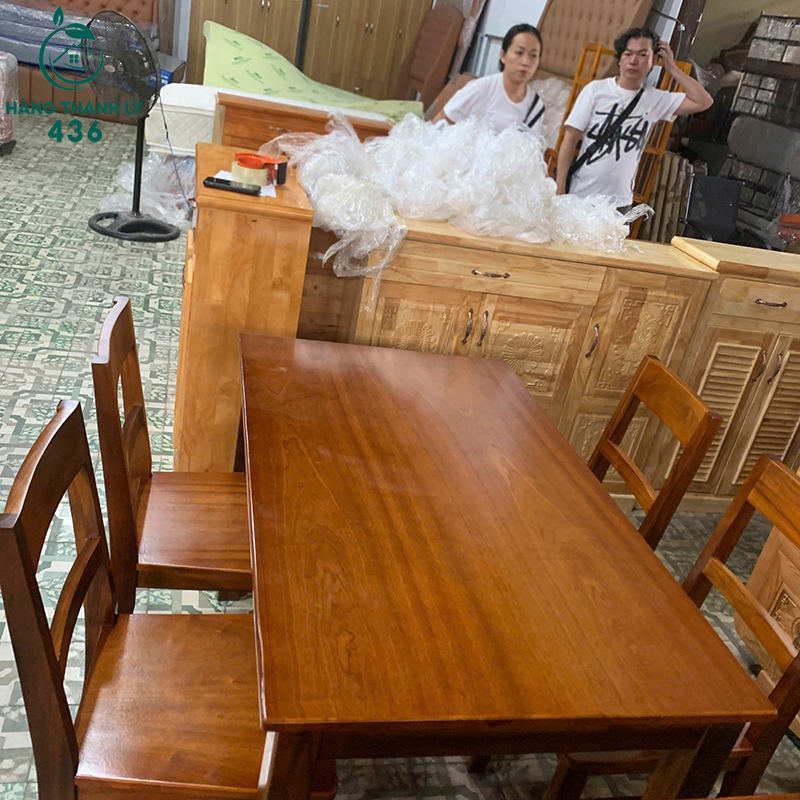 Thanh Lý Bộ Bàn Ăn 4 Ghế Gỗ Màu Nâu Mới 99% 8 thanh ly bo ban an 4 ghe go tu nhien mau nau moi 99 3
