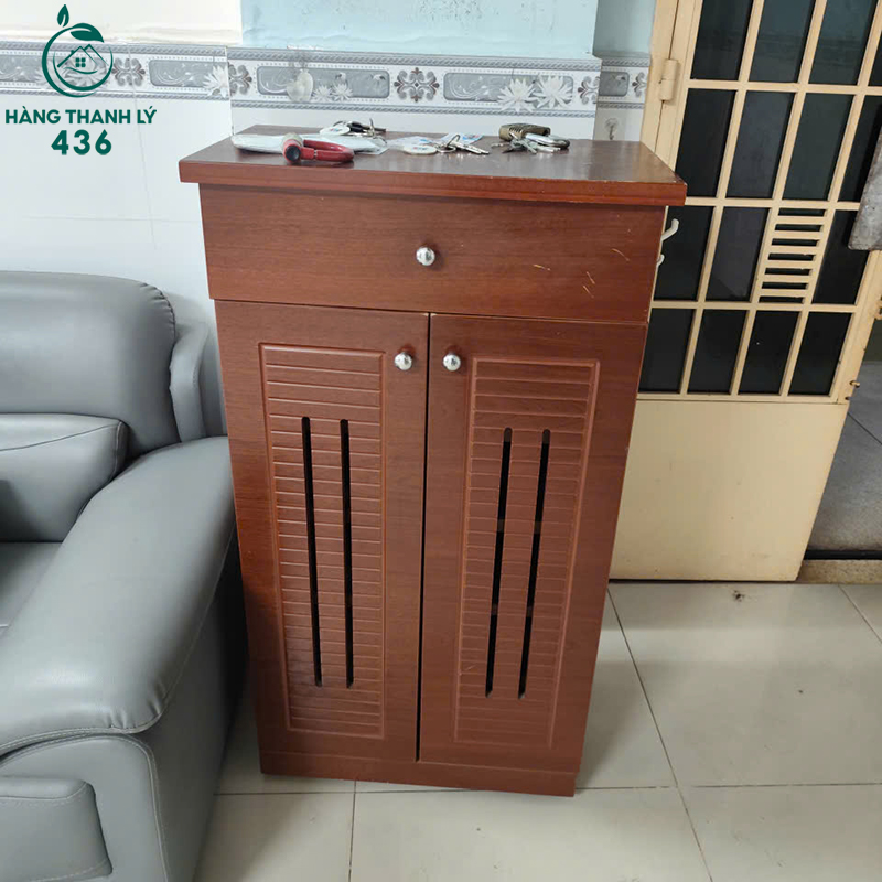 Tủ Giày Dép Gỗ Cũ Cao 1M1 Có Ngăn Kéo 3 tu giay dep go cu cao 1m1 co ngan keo 2