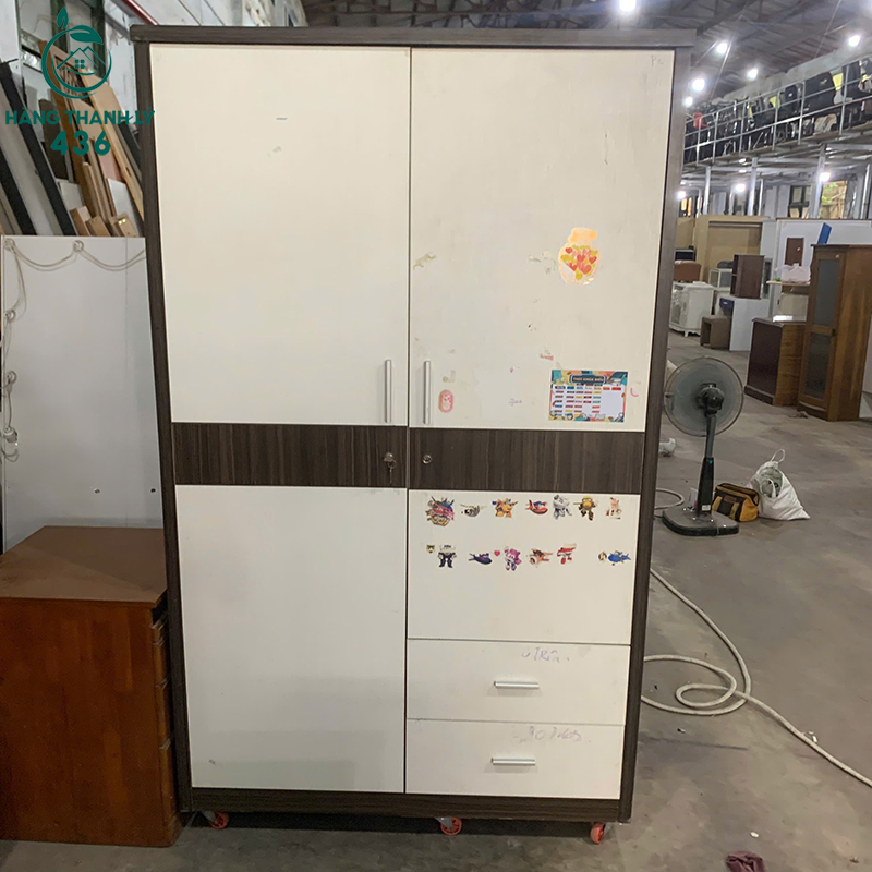 Tủ Quần Áo Cũ 2 Cánh Gỗ Có Ngăn Kéo 1M2 6 tu quan ao cu 2 canh go mdf co ngan keo 1