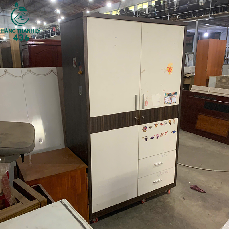 Tủ Quần Áo Cũ 2 Cánh Gỗ Có Ngăn Kéo 1M2 8 tu quan ao cu 2 canh go mdf co ngan keo 3