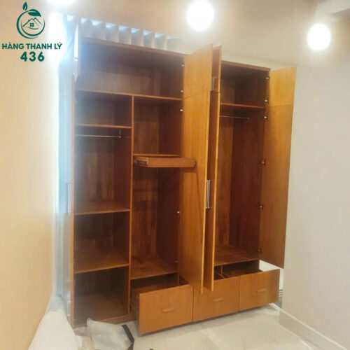 Tủ Quần Áo Cũ 2M Vân Gỗ Nâu Nhiều Cánh 3 tu quan ao cu 2m van go nau nhieu canh 2