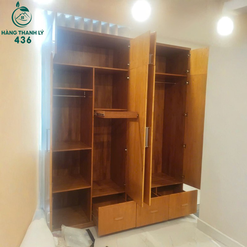 Tủ Quần Áo Cũ 2M Vân Gỗ Nâu Nhiều Cánh 5 tu quan ao cu 2m van go nau nhieu canh 2