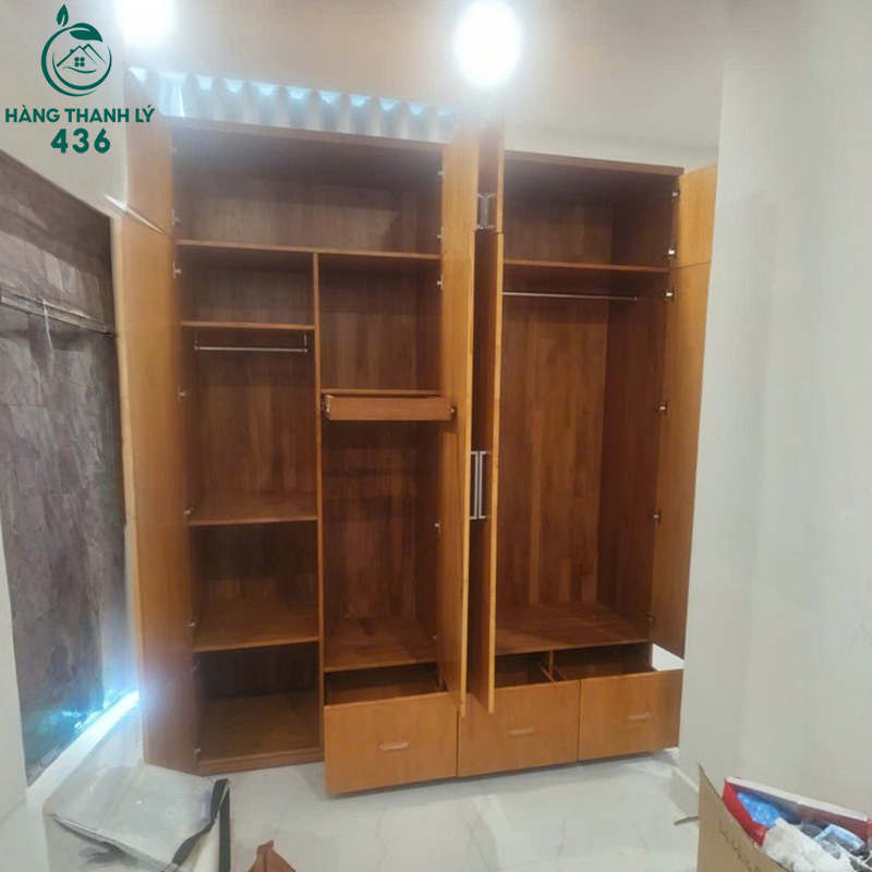 Tủ Quần Áo Cũ 2M Vân Gỗ Nâu Nhiều Cánh 6 tu quan ao cu 2m van go nau nhieu canh 3