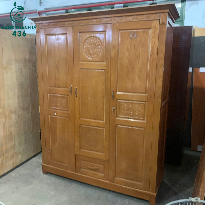 Tủ Quần Áo Cũ Gỗ Tự Nhiên 3 Cánh 1M6 7 tu quan ao cu go tu nhien 3 canh 1m6 3