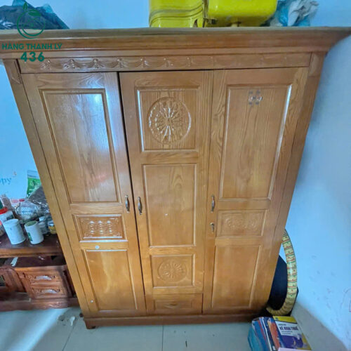 tu quan ao cu go tu nhien 3 canh 1m6