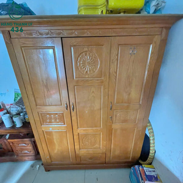 tu quan ao cu go tu nhien 3 canh 1m6