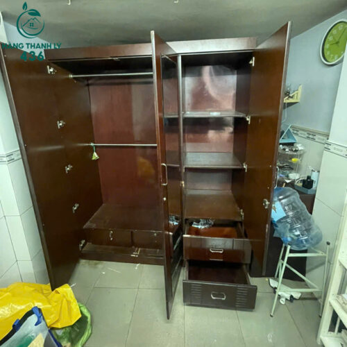 Tủ Quần Áo Cũ Màu Nâu Nhiều Cánh Có Gương Soi 2 tu quan ao cu mau nau nhieu canh co guong soi 3