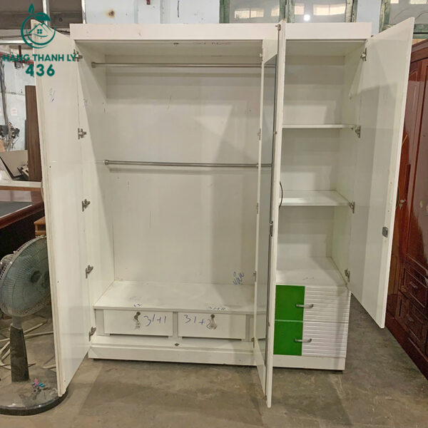 tu quan ao go cu 1m6 3 canh phoi trang xanh 1 1