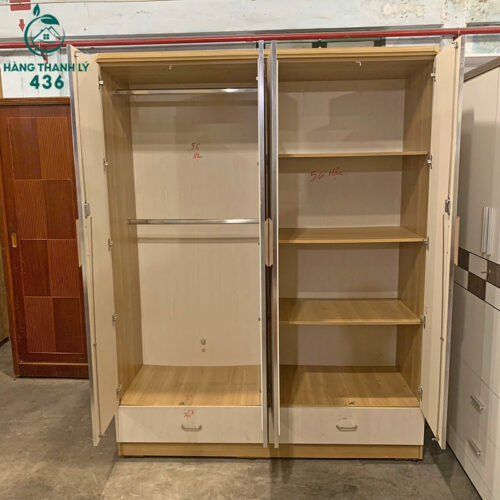 Tủ Quần Áo Gỗ Cũ 4 Cánh 1M6 Có Khoang Treo 2 tu quan ao go cu 4 canh 1m6 co khoang treo 3