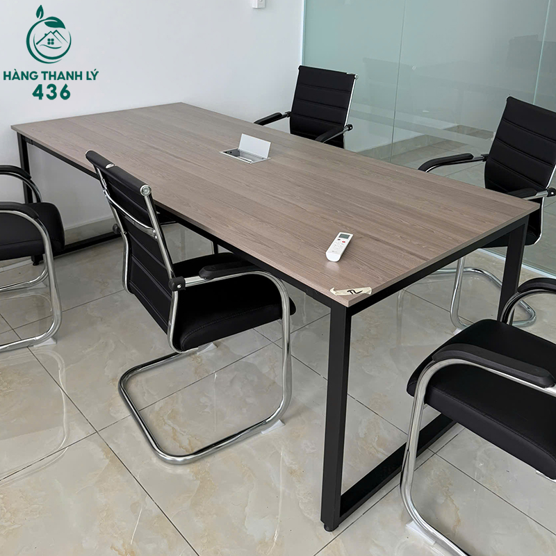 Bàn Họp Chân Sắt Cũ Mặt Vân Gỗ 2m2 6 ban hop chan sat cu mat van go 2m2 3