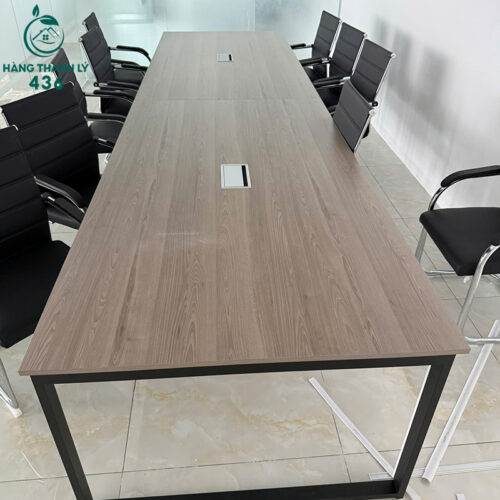 Bàn Họp Cũ Mặt Vân Gỗ Chân Sắt Đen 4M 2 ban hop cu mat van go chan sat den 4m 2