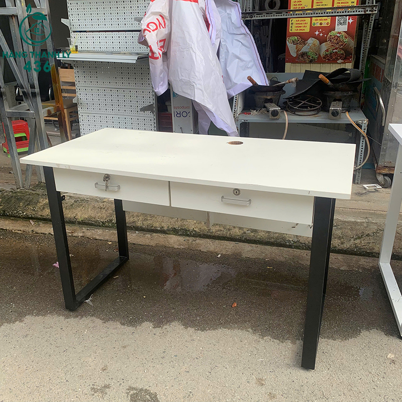 Bàn Làm Việc Cũ 1M2 Mặt Vân Gỗ Trắng 4 ban lam viec cu 1m2 mat van go trang 1