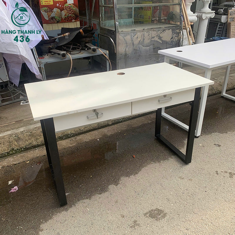 Bàn Làm Việc Cũ 1M2 Mặt Vân Gỗ Trắng 5 ban lam viec cu 1m2 mat van go trang 2