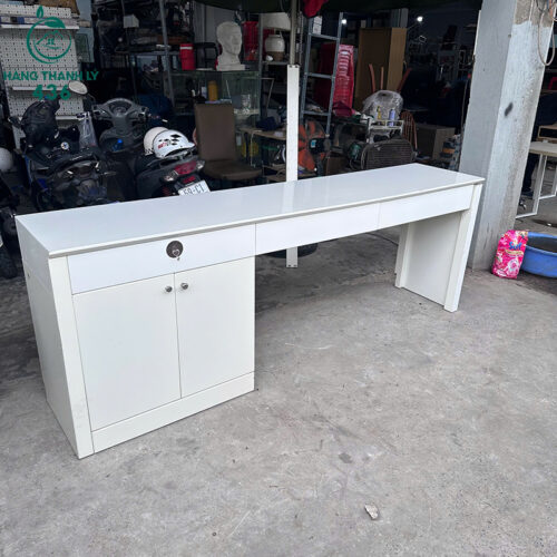 Bàn Làm Việc Liền Tủ Cũ Dài 2m4 Màu Trắng 2 ban lam viec lien tu cu dai 2m4 mau trang 3