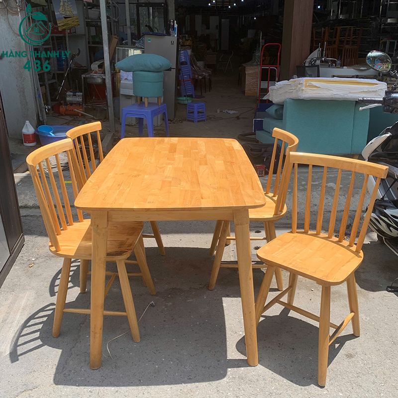 Bộ Bàn Ăn 4 Ghế Gỗ Cũ Vân Gỗ Vàng 5 bo ban an 4 ghe go cu van go vang 2