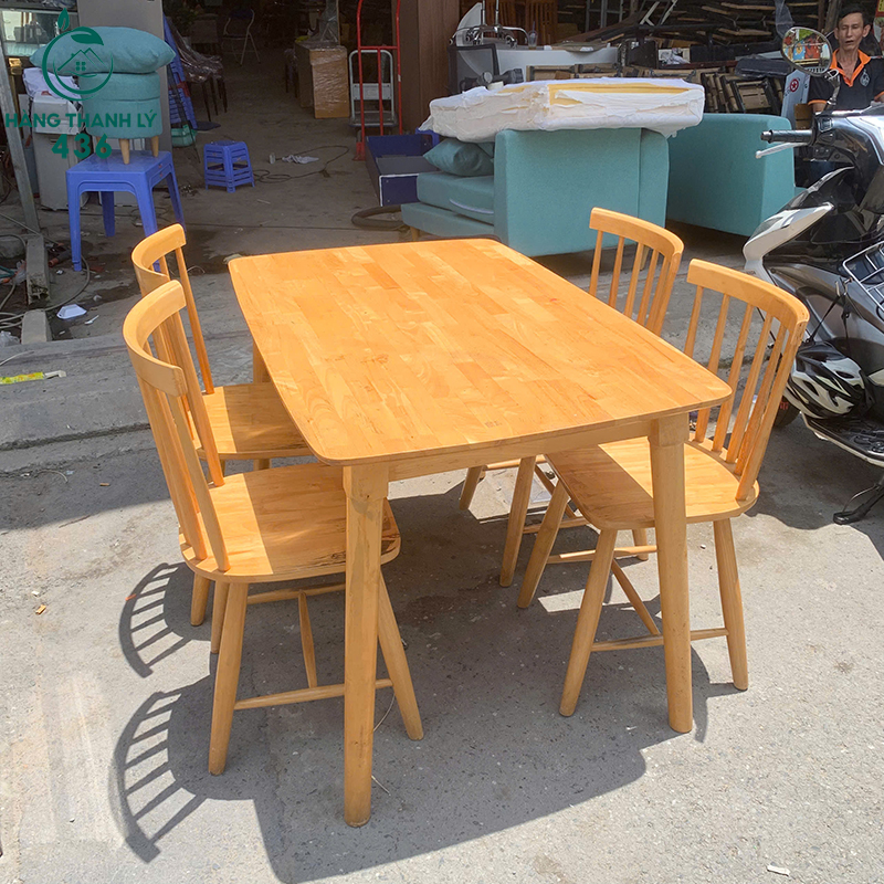 Bộ Bàn Ăn 4 Ghế Gỗ Cũ Vân Gỗ Vàng 6 bo ban an 4 ghe go cu van go vang 3