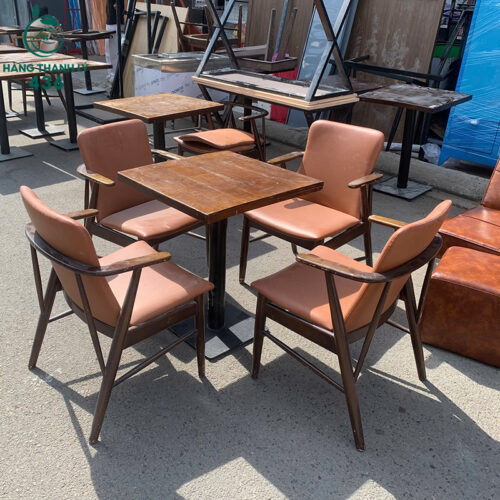 bo ban ghe cafe 4 ghe cu boc da mau nau cam 2