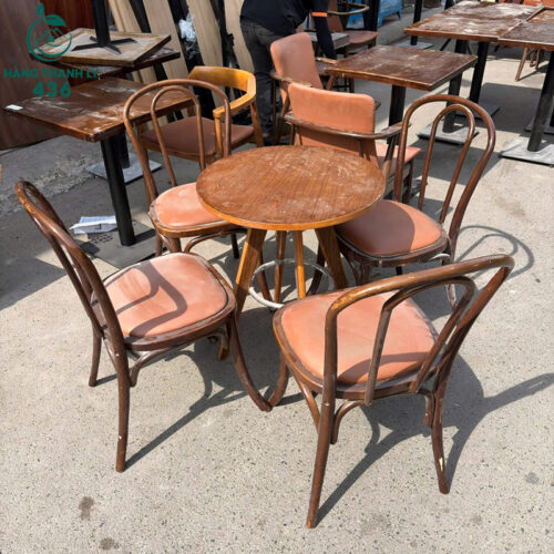 bo ban ghe cafe thonet cu 4 ghe dem boc da 3